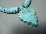 Exceptional Zuni Native American Turquoise Sterling Silver Necklace-Nativo Arts