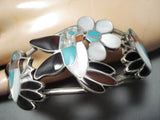 Detailed Intricate Vintage Native American Zuni Hummingbird Turquoise Sterling Silver Bracelet-Nativo Arts