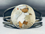 Sleepy Bear Vintage Native American Navajo Inlay Sterling Silver Bracelet Cuff-Nativo Arts