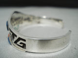 Native American Important Vintage Navajo Turquoise Inlay Sterling Silver Bracelet-Nativo Arts