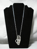 Native American Symbolic Sterling Silver Hand Maze Necklace-Nativo Arts