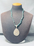 Powerful Symbolic Vintage Native American Navajo Turquoise Sterling Silver Necklace-Nativo Arts