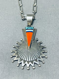 Important Vintage Native American Navajo Richard Begay Spur Sterling Silver Inlay Necklace-Nativo Arts