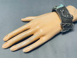 Hea Vy Snake Signed Native American Navajo #8 Turquoise Mine Sterling Silver Bracelet-Nativo Arts