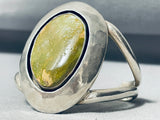 Olive Green Turquoise Vintage Native American Navajo Sterling Silver Bracelet Cuff Old-Nativo Arts