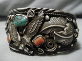 Important Al Chee Vintage Native American Navajo Eagle Turquoise Sterling Silver Bracelet-Nativo Arts