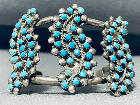 Swirls Of Turquoise Vintage Navajo Sterling Silver Bracelet-Nativo Arts