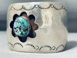 Flower Turquoise Vintage Native American Navajo Sterling Silver Bracelet Cuff Old-Nativo Arts