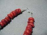 Authentic Singer Huge Native American Navajo Coral Sterling Silver Turquoise Necklace-Nativo Arts
