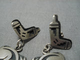 Impressive Vintage Hopi Native American Sterling Silver Earrings-Nativo Arts