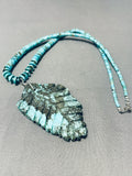 Phenomenal Native American Zuni Colossal Turquoise Carved Leaf Heishi Necklace-Nativo Arts