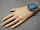 Opulent Vintage Native American Navajo Blue Gem Turquoise Sterling Silver Bracelet Old-Nativo Arts