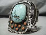 One Of Largest Vintage Native American Navajo Easterm Blue Turquoise Sterling Silver Bracelet-Nativo Arts
