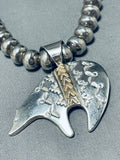 One Of The Best Vintage Native American Navajo Hand Tooled Sterling Silver Gold Necklace-Nativo Arts