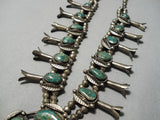 Rare Vintage Native American Navajo Royston Turquoise Sterling Silver Squash Blossom Necklace-Nativo Arts