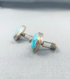 Speectacular Vintage Native American Navajo Morenci Turquoise Sterling Silver Cuff Links-Nativo Arts