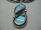 Stunning Vintage Native American Navajo Choker Inlay Turquoise Sterling Silver Necklace-Nativo Arts