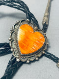 Rare Womens Vintage Native American Navajo Heart Shell Sterling Silver Bolo Tie-Nativo Arts