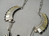 One Of The Best Vintage Navajo Native American Zuni Turquoise Kachina Sterling Silver Necklace-Nativo Arts