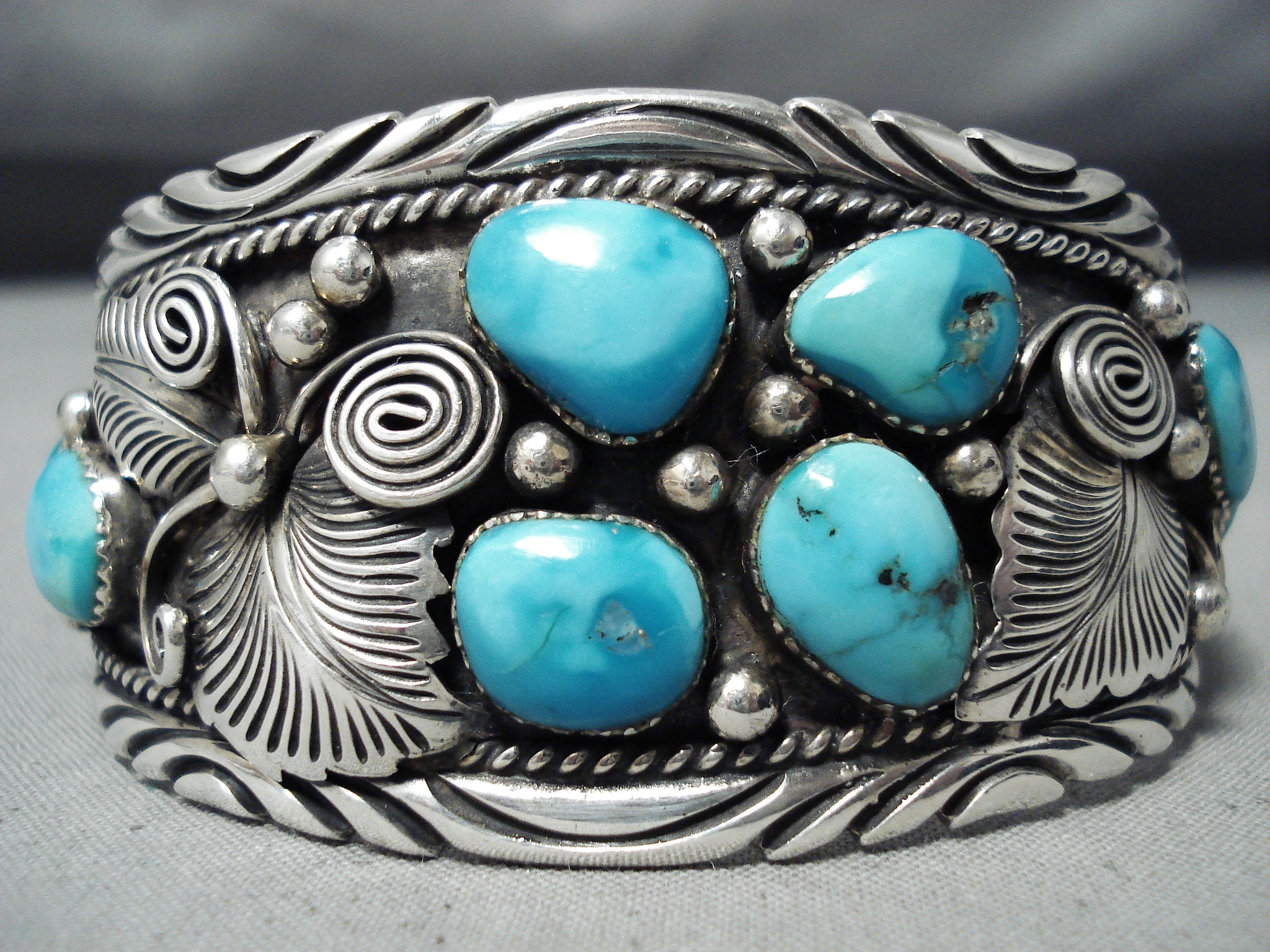 Huge Vintage Native American Navajo Carico Lake Turquoise Sterling