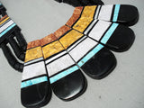 One Of The Biggest Santo Domingo Turquoise Jet Native American Necklace-Nativo Arts