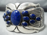 Huge Vintage Native American Navajo Lapis Sterling Silver Bracelet-Nativo Arts