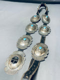 Hand Tooled Stunning Vintage Native American Navajo Turquoise Sterling Silver Concho Belt-Nativo Arts