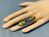 Mesmerizing San Felipe Signed Honey Bee Jasper Sterling Silver Huge Ring-Nativo Arts