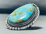 Monstrous Native American Navajo #8 Turquoise Sterling Silver Heavy Ring-Nativo Arts