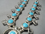 Amazing Vintage Native American Navajo Turquoise Sterling Silver Squash Blossom Necklace-Nativo Arts