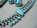 One Of The Best Native American Navajo Turquoise Sterling Silver Squash Blossom Necklace-Nativo Arts