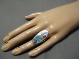 Important Harlan Coonsis Blue Turquoise Blujay Sterling Silver Native American Zuni Ring-Nativo Arts