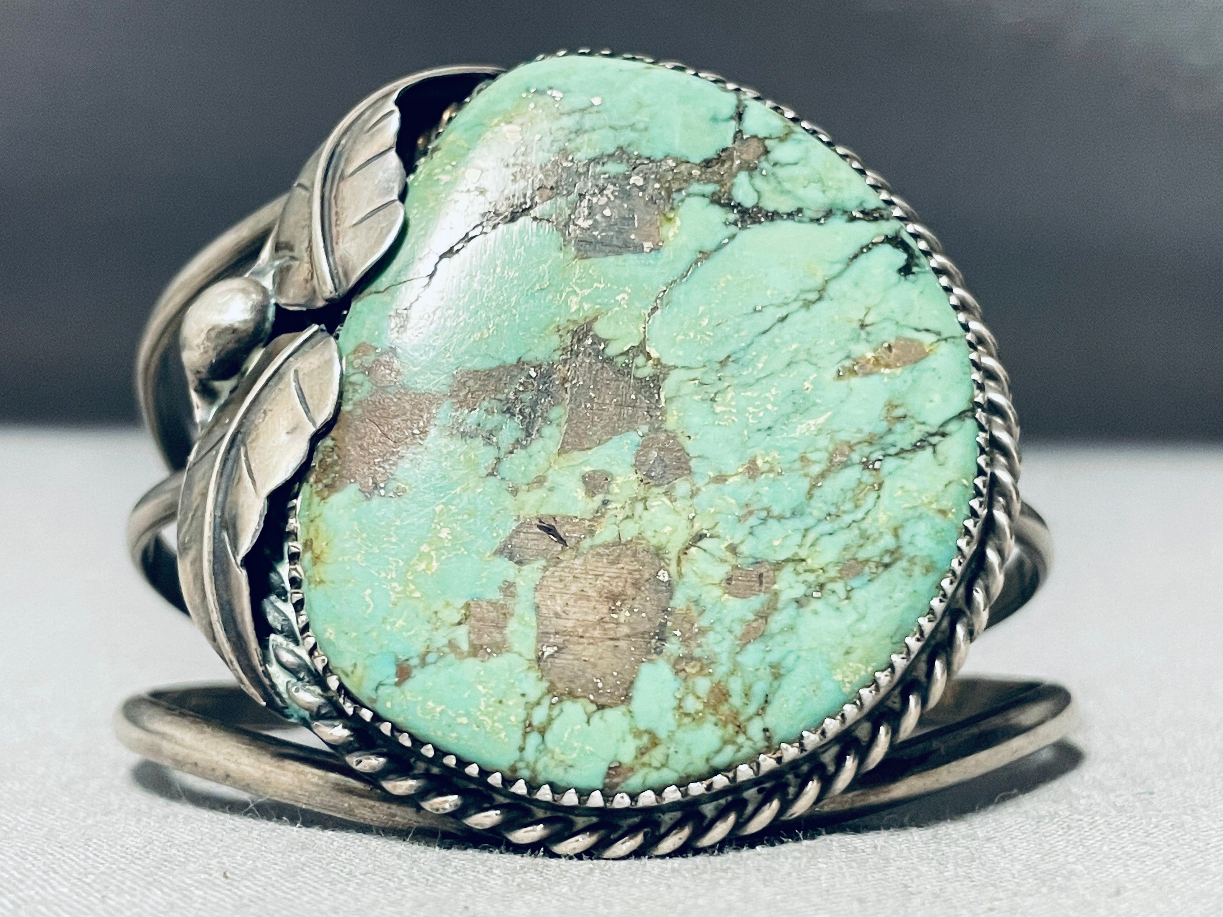 Native American 2024 Sterling Silver Turquoise w/Brown Matrix Bar Ring Size 10.25