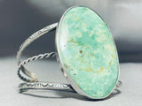 Gigantic San Felipe Green Turquoise Sterling Silver Bracelet-Nativo Arts
