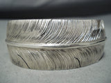 Noteworthy Navajo Sterling Silver Feather Bracelet Native American-Nativo Arts