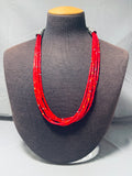 Beautiful Red Coral Native American Navajo Sterling Silver Drum Necklace-Nativo Arts
