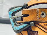 One Of The Best Vintage Native American Navajo Turquoise Inlay Sterling Silver Concho Belt-Nativo Arts