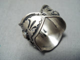 Native American Important Vintage Darryl Becenti Sterling Silver Repoussed Ring-Nativo Arts