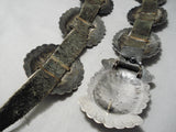 Huge Vintage Native American Navajo Turquoise Sterling Silver Hand Wrought Concho Belt Old-Nativo Arts