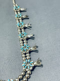 Exquisite Vintage Native American Zuni Sleeping Beauty Turquoise Sterling Silver Squash Blossom-Nativo Arts