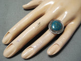 Amazing Vintage Native American Navajo Turquoise Sterling Silver Rope Ring Old-Nativo Arts