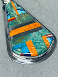 Native American Important Santo Domingo Turquoise Inlay Sterling Silver Necklace-Nativo Arts