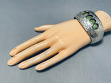 3d Cuff Vintage Native American Navajo Green Turquoise Sterling Silver Bracelet Signed-Nativo Arts