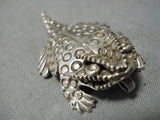 Wonderful Ben Yazzie Native American Navajo Horned Toad Sterling Silver Pin-Nativo Arts