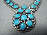 Spectacular Vintage Native American Navajo Kingman Turquoise Sterling Silver Necklace-Nativo Arts