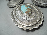 Signed Rare Navajo Native American 8 Turquoise Sterling Silver Concho Belt-Nativo Arts
