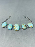 Chunky Domed Turquoise Vintage Native American Navajo Sterling Silver Link Bracelet-Nativo Arts