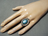 Amazing Vintage Native American Navajo Blue Gem Turquoise Sterling Silver Ring Old-Nativo Arts