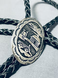 Authentic Tommy Singer Vintage Native American Navajo Sterling Silver Bolo Tie-Nativo Arts