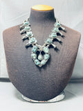 191 Gram Vintage Native American Navajo Turquoise Sterling Silver Squash Blossom Necklace-Nativo Arts